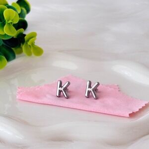 Silver Bubble Letter K Stud
Earrings Stainless Steel